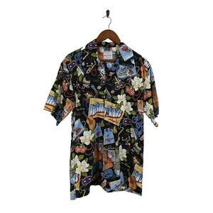 David Carey Originals Shirt Men's Size M Black New Orleans Jazz Mardi Gras